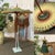 Indonesian parasol from the 1950s made of wallpaper, wood and wool - H=1m75, Diam open=1m12.