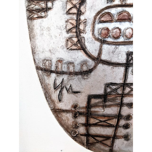 Vintage Abstract Heshi Yu Cityscape Modernist Artwork Canvas Signed For Sale - Image 9 of 11