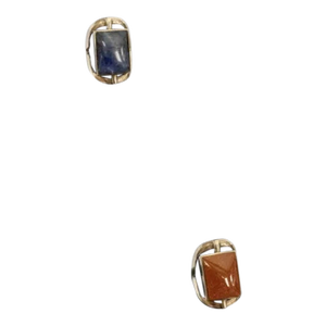 Sterling Lapis & Goldstone Two-Sided Spinning Ring, Size 6.5