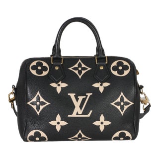 Black Beige Monogram Empreinte Giant Speedy Bandouliere 25 For Sale