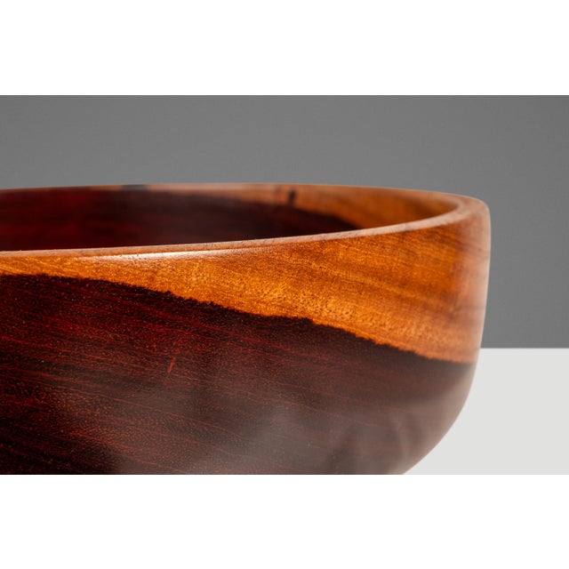 Mid-Century Modern Wood-Turned Hand-Crafted Serving Bowl in Solid Mahogany, C. 1970s For Sale - Image 10 of 16