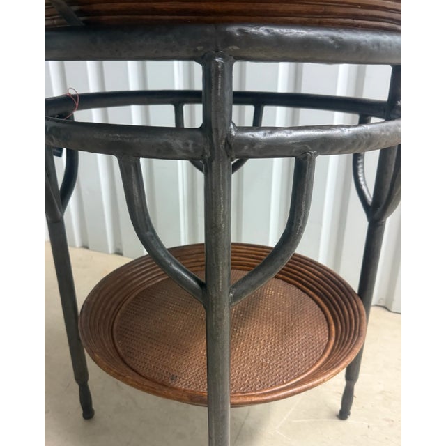 Vintage Crespi Style Split Reed Rattan Tray Table For Sale - Image 9 of 12