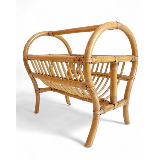 1960s French Riviera Magazine Rack in Bamboo Rattan, 1960s For Sale - Image 5 of 11