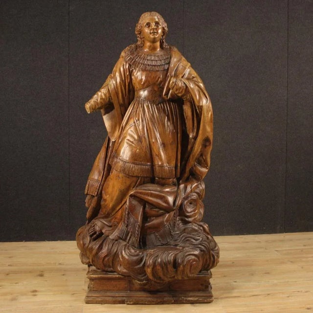 German Artist, Saint on a Cloud, 1780, Wood For Sale - Image 4 of 13