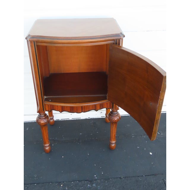Brown Jacobean Early 1900s Inlay Tall Nightstand End Side Table 6609 For Sale - Image 8 of 13