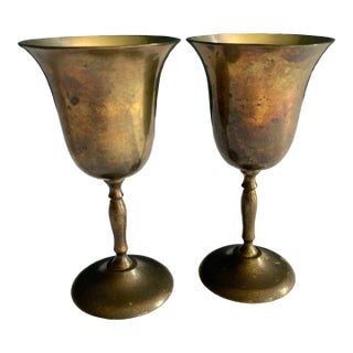 Vintage Sarna Brass Goblets- Set of 2 For Sale