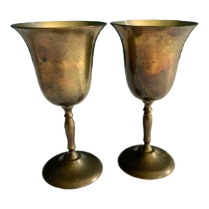 Vintage Sarna Brass Goblets- Set of 2