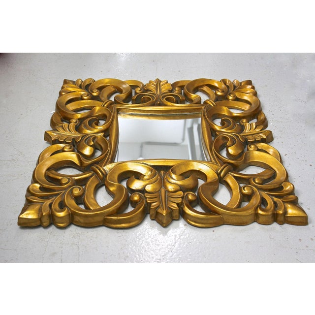 Florentine Gilt Lacquered Wall Mirror, Italy, 1970s For Sale - Image 11 of 18