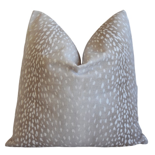 Early 21st Century Taupe & White Antelope Print Feather/Down Pillow 17" Square For Sale - Image 5 of 6