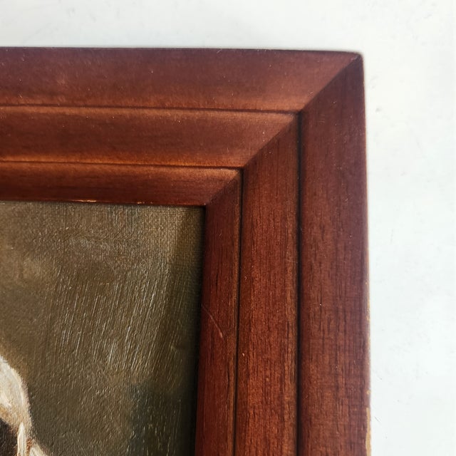 Vintage Oil on Canvas Portrait of a Wire Hair Jack Russell Terrier For Sale - Image 4 of 4