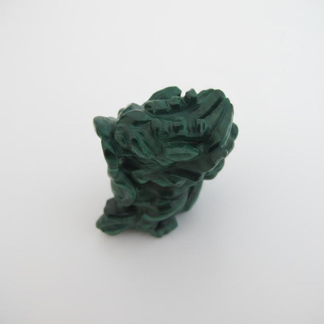 Malachite Carved Chinese Dragon Foo Dog Amulet Miniature Figurine For Sale In Portland, OR - Image 6 of 6