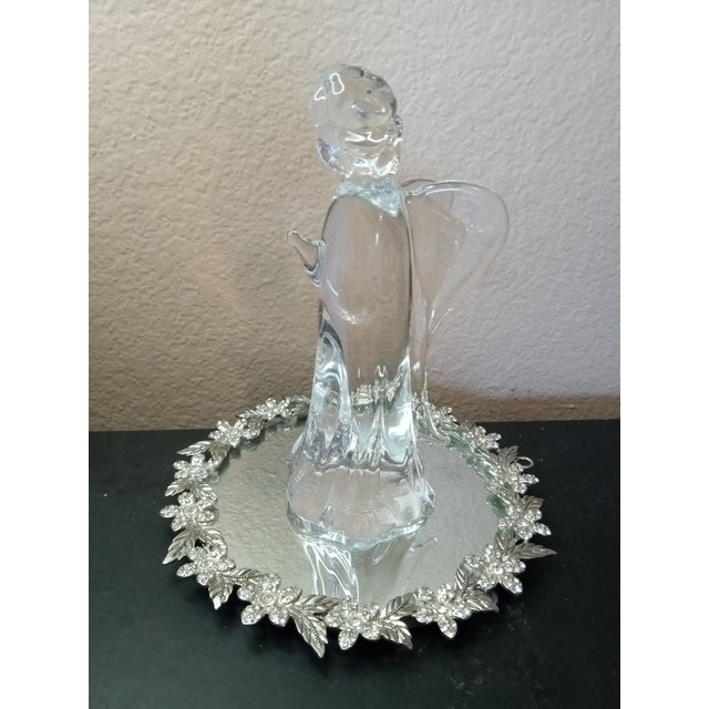 1980s Exquisite Signed Konstglas Ronneby Sweden Crystal Cherub Angel Figurine For Sale - Image 5 of 6