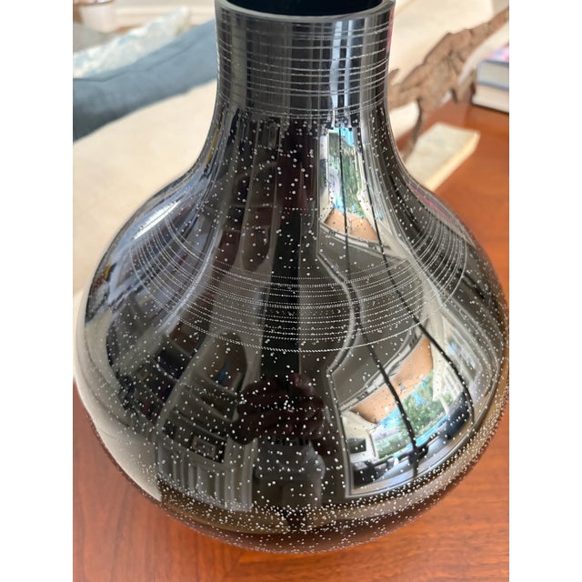 Signed Ingegerd Råman for Orrefors "Night & Day Limited 2" Black Art Glass Vase No. 12/200, 2004 For Sale - Image 11 of 11