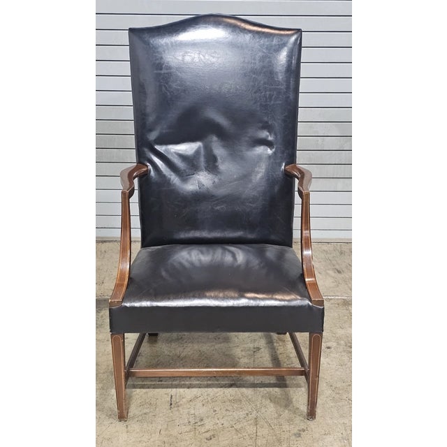 Store Item: Kittinger Williamsburg Mahogany His Lordship's Chair or Martha Washington Arm Chair CW13 Black Leather...