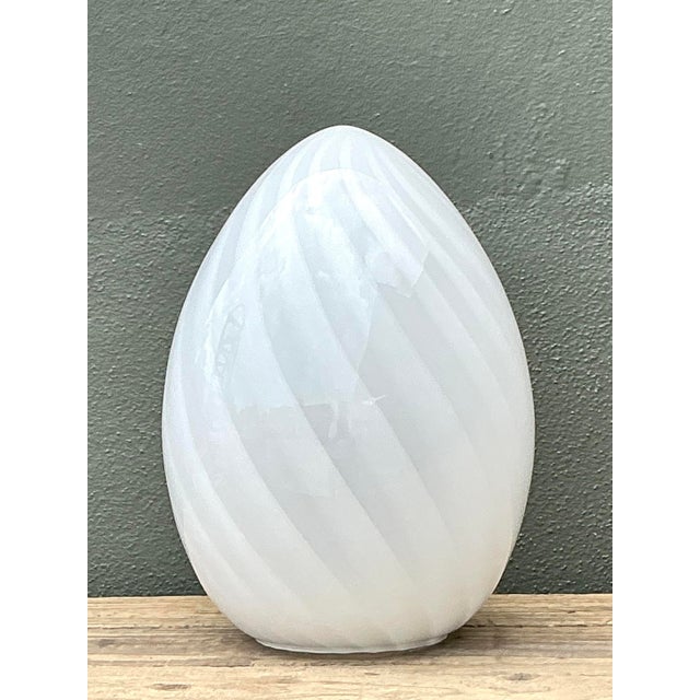 Vintage Italian Swirl Glass Egg Lamp After Murano For Sale In West Palm - Image 6 of 12