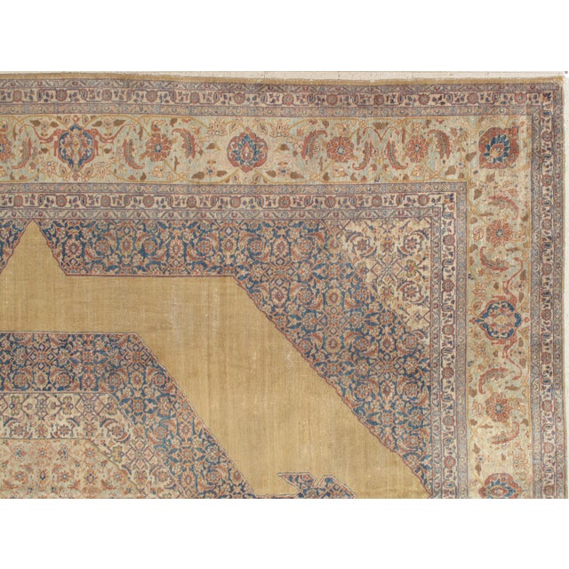 Textile Antique Tabriz Carpet, Persian Rug, Earth Tones, Ivory, Soft Colors For Sale - Image 7 of 12