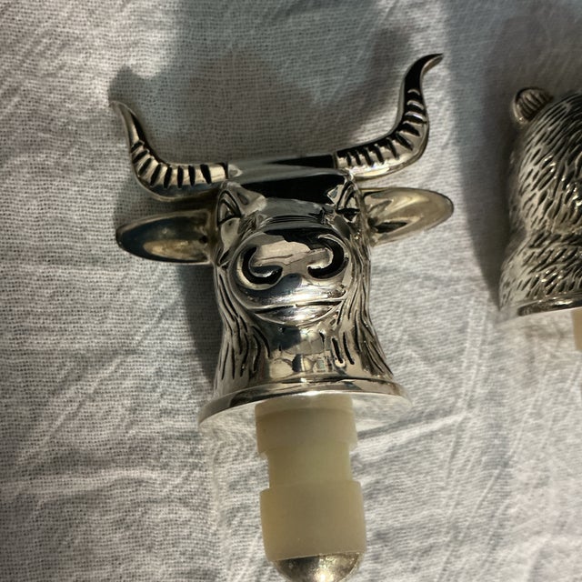 2000 - 2009 Neiman Marcus Bull and Bear Wine Bottle Stoppers For Sale - Image 5 of 10