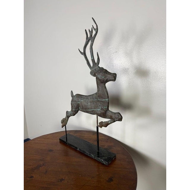 Vintage Copper Leaping Stag Weathervane, Distressed Patina, 1940s For Sale - Image 4 of 13