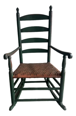 Mid 19th Century Original Apple Green Ladder Back Rocking Chair