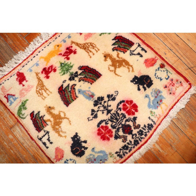 Pictorial Persian Tiny Rug from the late 20th Century