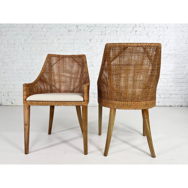Wood and Rattan Bar Stools, Set of 4 For Sale - Image 14 of 15
