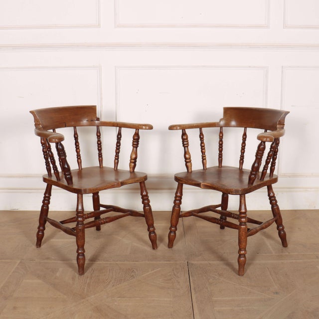 English Smoker's Bow Armchairs, Set of 2 For Sale - Image 11 of 11