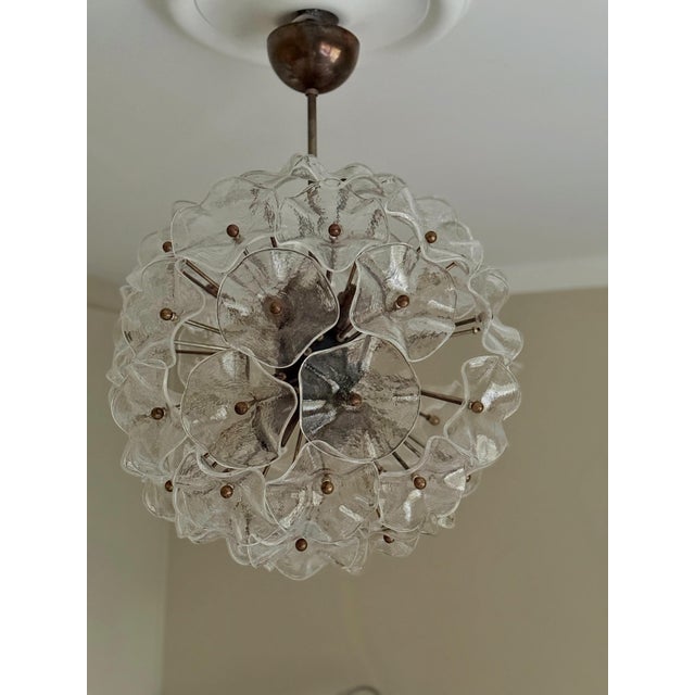 Italian Murano Glass Ball Chandelier with Floral Formed Prisms For Sale - Image 9 of 12