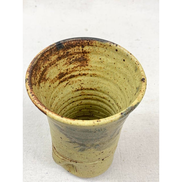Vanilla Vintage Handmade Pottery Vase For Sale - Image 8 of 12