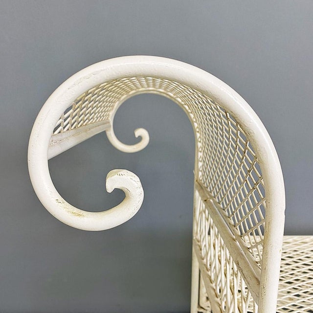 Gold Mid-Century Modern Italian Classic White Iron Outdoor Bench, 1960s For Sale - Image 8 of 14