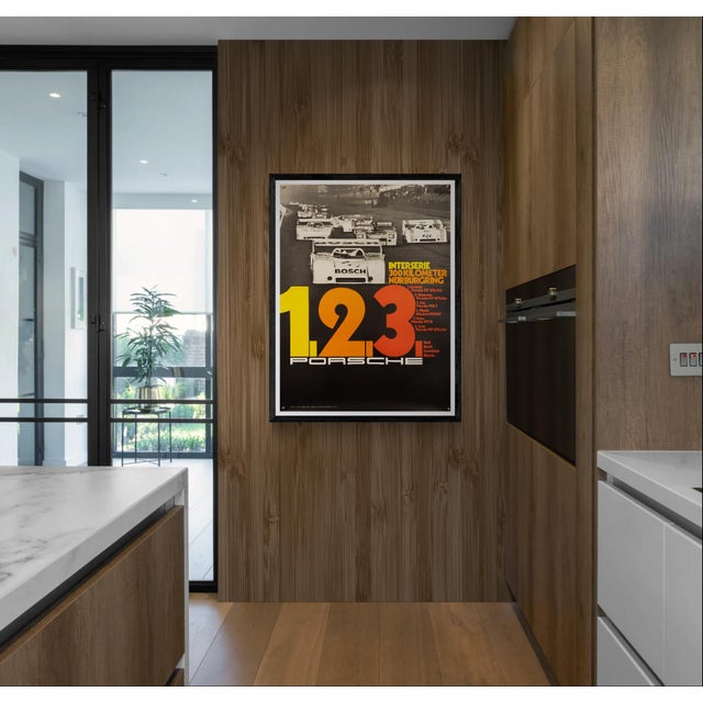 The Piece This original 1973 Porsche victory poster celebrates the brand's dominant performance at the Interserie...
