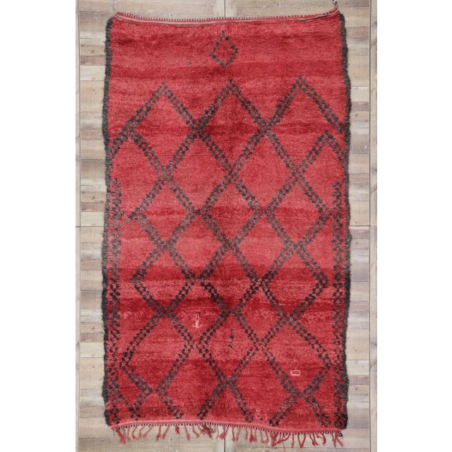 Red Vintage Berber Beni M'Guild Moroccan Rug - 06'08 X 10'11 For Sale - Image 8 of 9