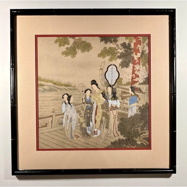 Pair of Antique Chinese Export Paintings Qing Court Figures Custom Framed For Sale In Los Angeles - Image 6 of 13
