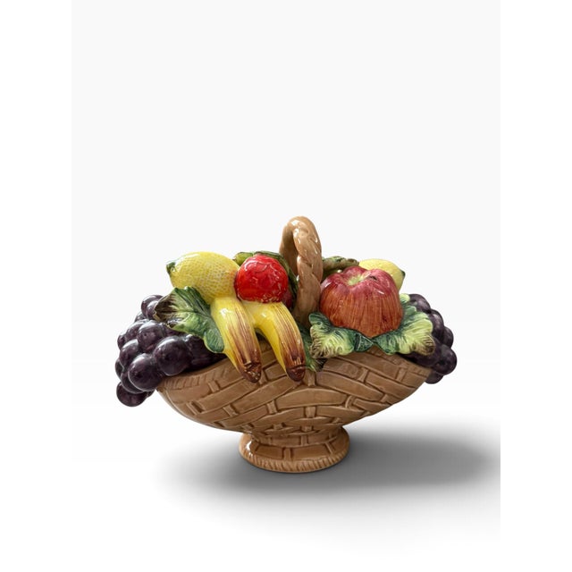 Charming vintage Arnart Sorrento ceramic fruit basket centerpiece, made in Japan and dating to the mid-20th century. This...