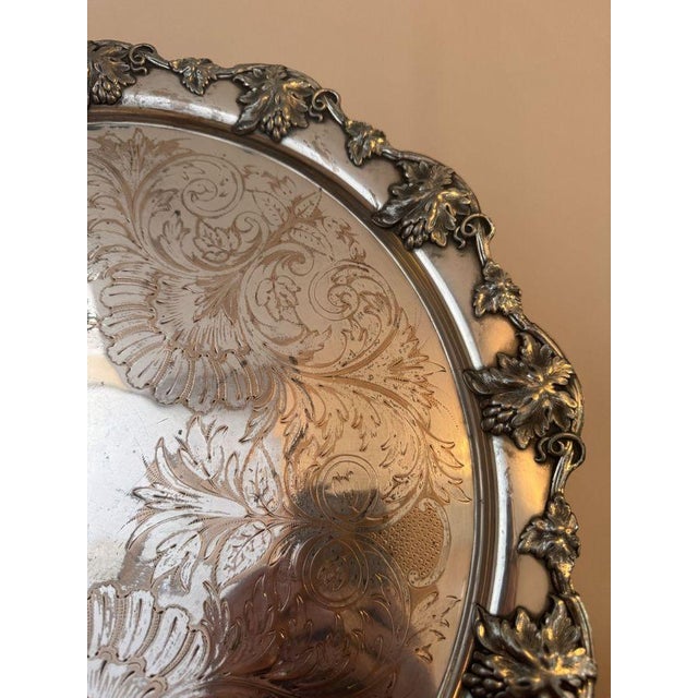 Antique Victorian Circular Silver-Plated Tray, 1860 For Sale - Image 4 of 6