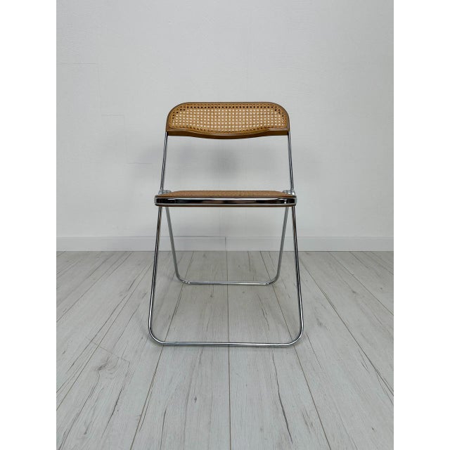 Mid-Century Modern Vintage Cane Wicker Plia Folding Chair by Giancarlo Piretti for Anonima Castelli, 1960s For Sale - Image 3 of 15
