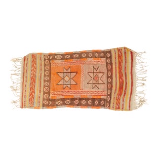 1960s Earthy Orange, Brown & Tan Flatweave Kilim For Sale