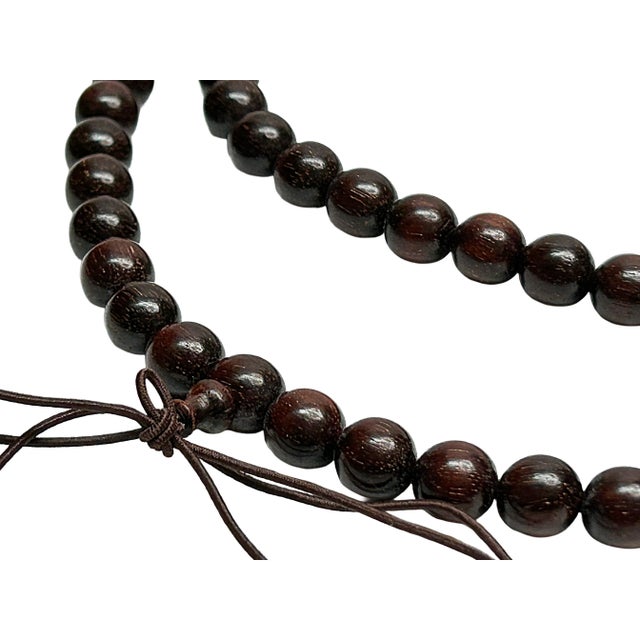 Natural Dark Brown Wood Grain 108 Beads Hand Rosary Praying Chain For Sale In San Francisco - Image 6 of 6
