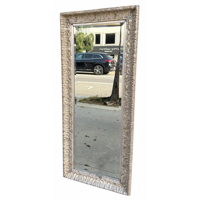 Michael Taylor Acanthus Leaf Silver Giltwood Full Length Mirror.