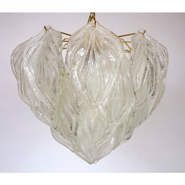 Italian Murano Ice Glass Leaf Arischoken Pendant Lamp from Novaresi, 1970s For Sale - Image 11 of 13
