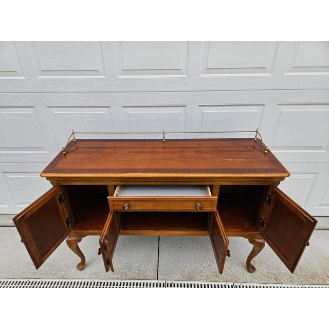 Brown Alexander Julian Mahogany Sideboard Buffet With Brass Rail For Sale - Image 8 of 14
