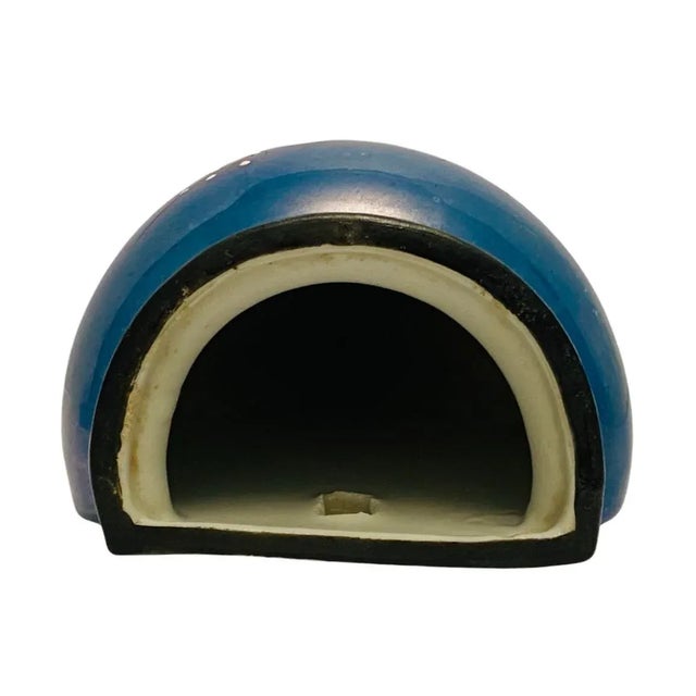 Ceramic Vintage Blue Lusterware Wall Pocket Vase Made in Japan For Sale - Image 7 of 9
