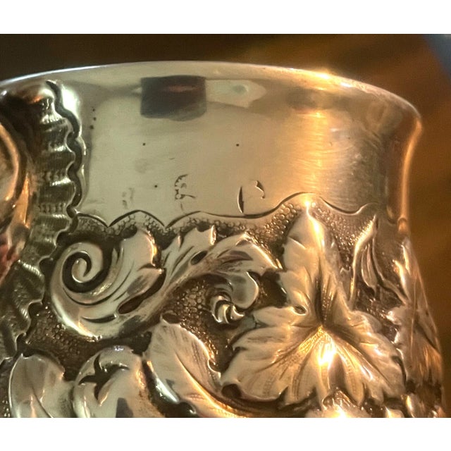 Antique 18th Century Irish Dublin Tooled Sterling Silver Chased Mug Cup Stein For Sale - Image 12 of 15
