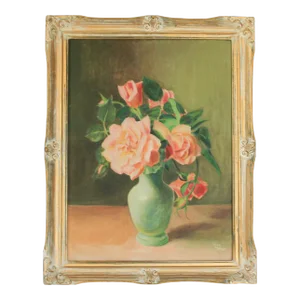 1950's Framed Still Life Floral Painting on Board