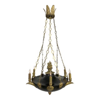Swedish Black & Gilt Bronze Eagle Empire Chandelier, Early 1800's For Sale
