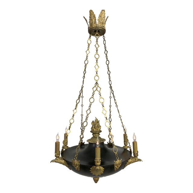 Swedish Black & Gilt Bronze Eagle Empire Chandelier, Early 1800's For Sale