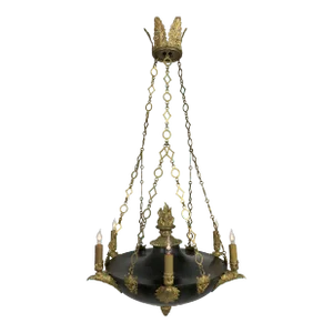 Swedish Black & Gilt Bronze Eagle Empire Chandelier, Early 1800's