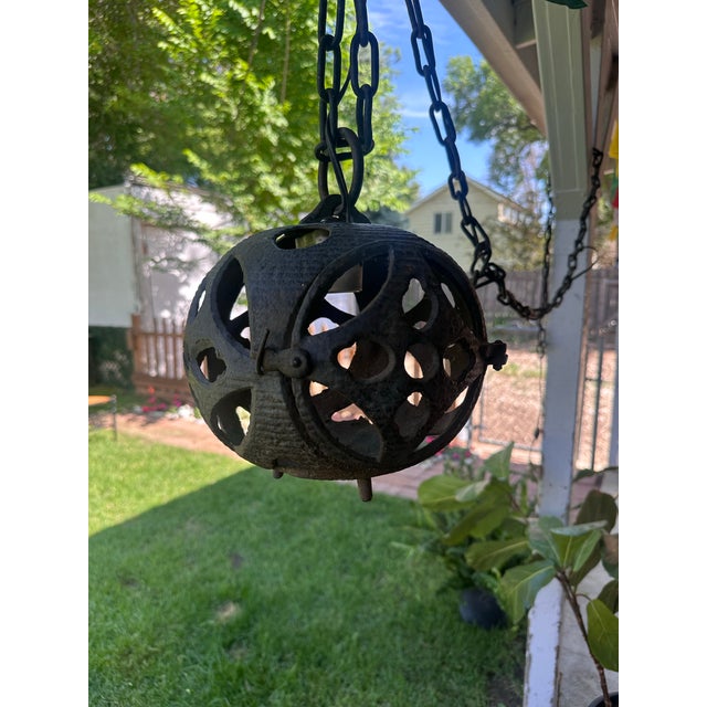 Japanese Antique Japanese Cast Iron Moon Lantern For Sale - Image 3 of 11