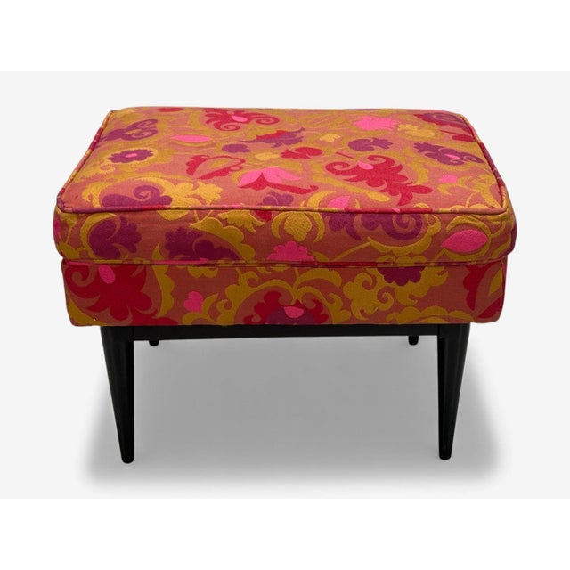 Paul McCobb, Ebonized Wood, Fabric, Ottoman, Usa, 1950s For Sale In New York - Image 6 of 8