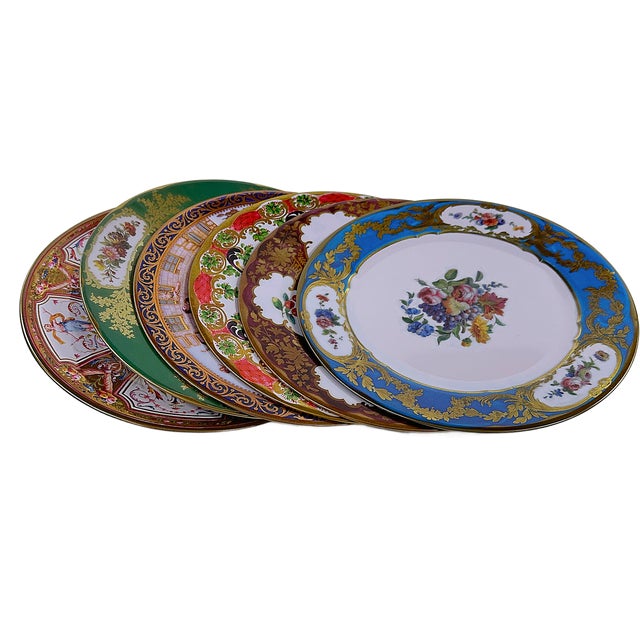 English Enamaled Tin English Plates- Set of 6 For Sale - Image 3 of 4
