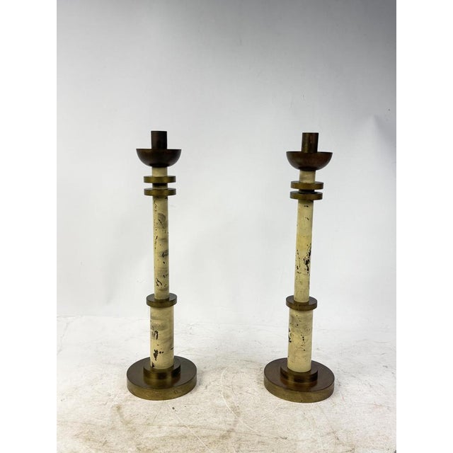 Art Deco Brass Candleholders, 1920s, Set of 2 For Sale - Image 14 of 14